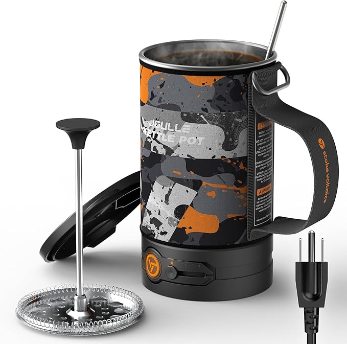 Electric French Press Coffee Maker, 120V Boil Water & Press Coffee 2-in-1 by STOKEVOLTAICS