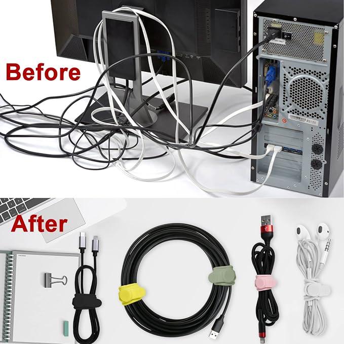 Nearockle 50Pcs Silicone Cable Ties Cord Organizer - Image 5