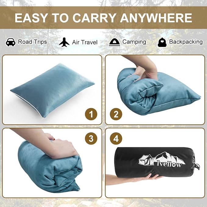 Ivellow Memory Foam Travel Pillow Compressible Camping Pillow - Image 8