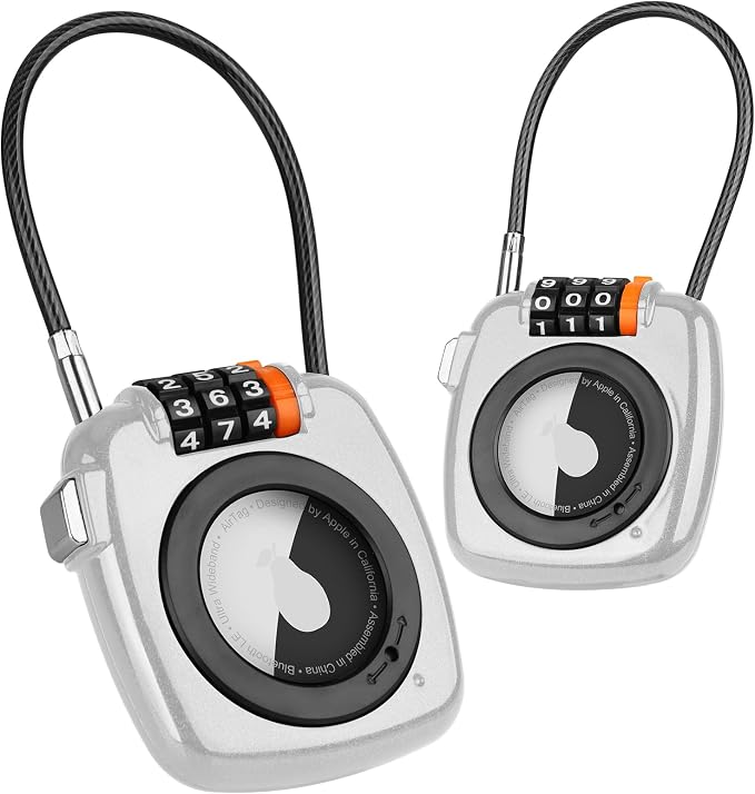 Compatible with Apple AirTag Secure Lock with Wire Cable, 3-Digit Combination by TUXON