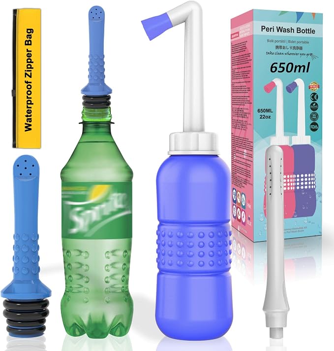 2PCS-Pack 2in1 Vaginal Douche Perineal Irrigation 650ML Portable Bidet + Pocket by TONELIFE