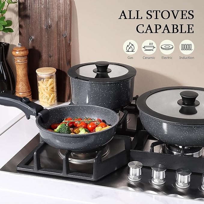 GiPP Ceramic Pots and Pans Set Non Stick, Nonstick Detachable Handle Cookware - Image 6