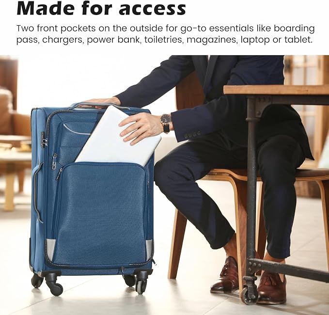 Coolife Luggage 4 Piece Set Suitcase TSA Lock Spinner Softshell lightweight - Image 3