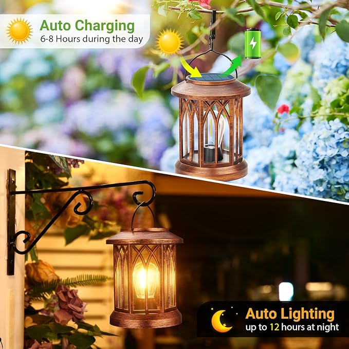 WdtPro Solar Lanterns Outdoor Hanging 6 Pack, Upgraded Bright Lantern Lights - Image 3