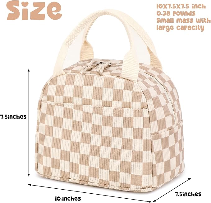 Bluboon Lunch Bag for Women Men Cute Corduroy Lunch Tote Bags Reusable - Image 6