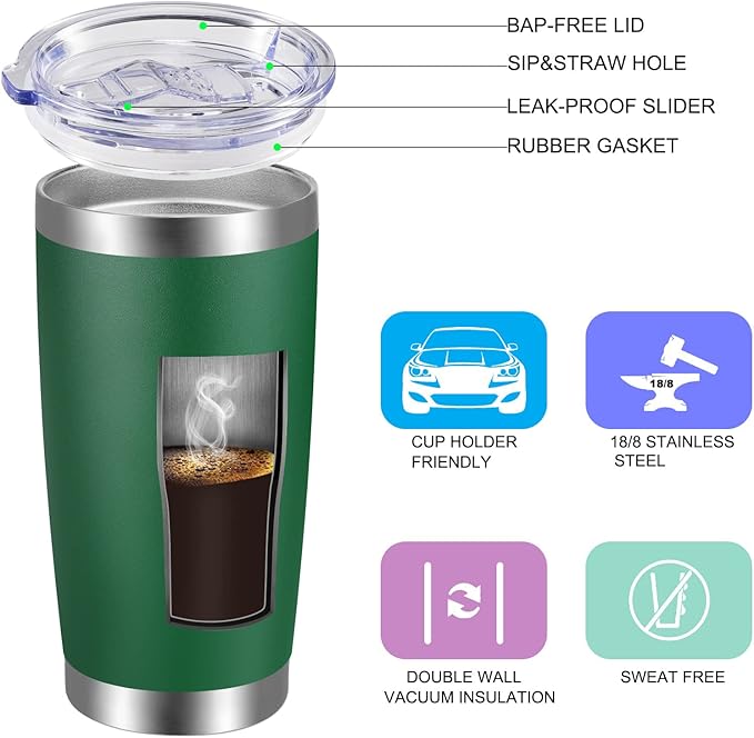 VEGOND 20oz Tumbler with Lid and Straw Stainless Steel Tumbler Cup Vacuum - Image 2