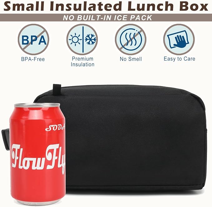 FlowFly Small Insulated Lunch box Portable Soft Bag Mini Cooler Thermal Meal - Image 2