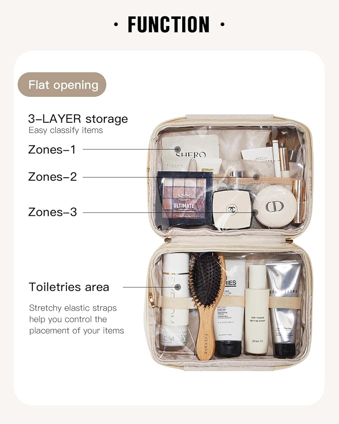 EACHY Travel Toiletry Bag with Hanging Hook, Portable Makeup Cosmetic Bags - Image 4