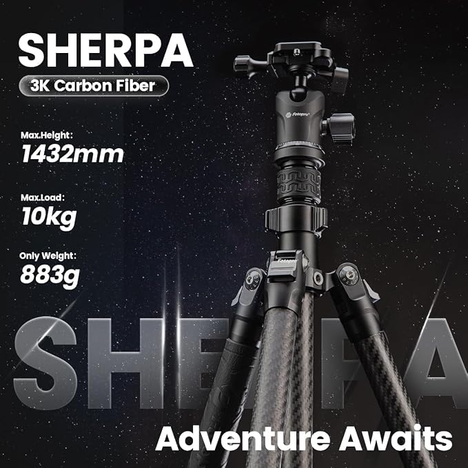 Fotopro 60" Carbon Fiber Tripod, Compact Lightweight Travel Tripod - Image 3