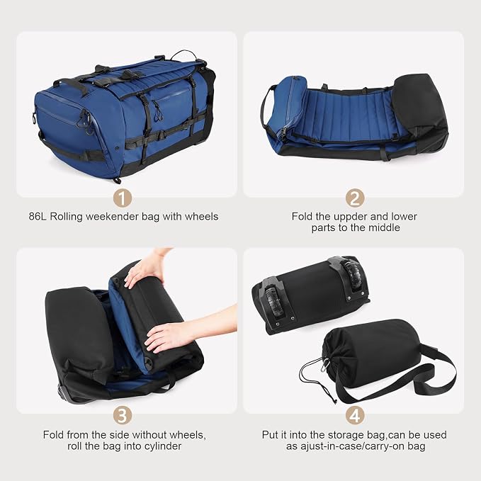 CONTAIL 86L Foldable Wheeled Duffel Backpack - Image 4