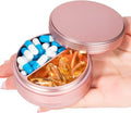 Small Pill Case 2 Compartment Metal Pill Box by SOBAHIDO