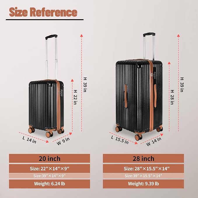Carry-on 20 Inch and 28 Inch Square Thickened ABS+PC Hard Shell luggage - Image 2