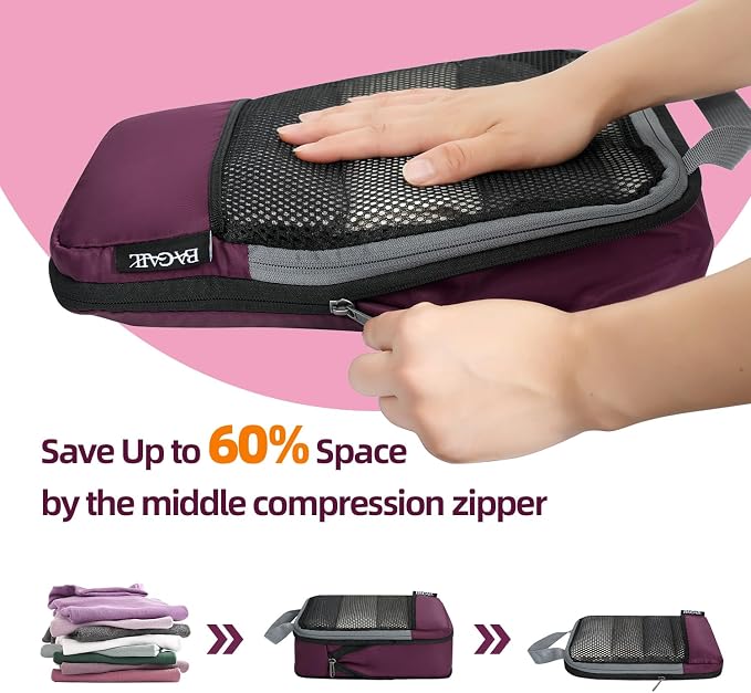 BAGAIL 4 Set/6 Set/8 Set Compression Packing Cubes Travel Accessories - Image 4