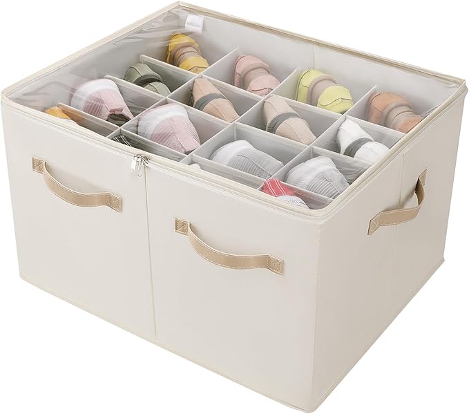 Shoe Organizer for Closet, Foldable Shoe Box by TOPIAHOME