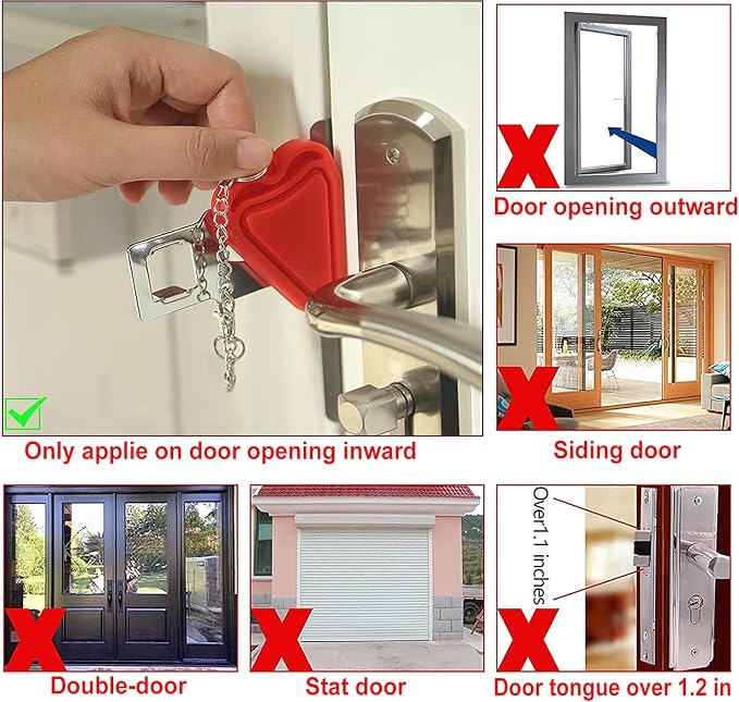 MBBEST Portable Door Lock & Door Stop Alarm, Dual Protection Security Devices - Image 6