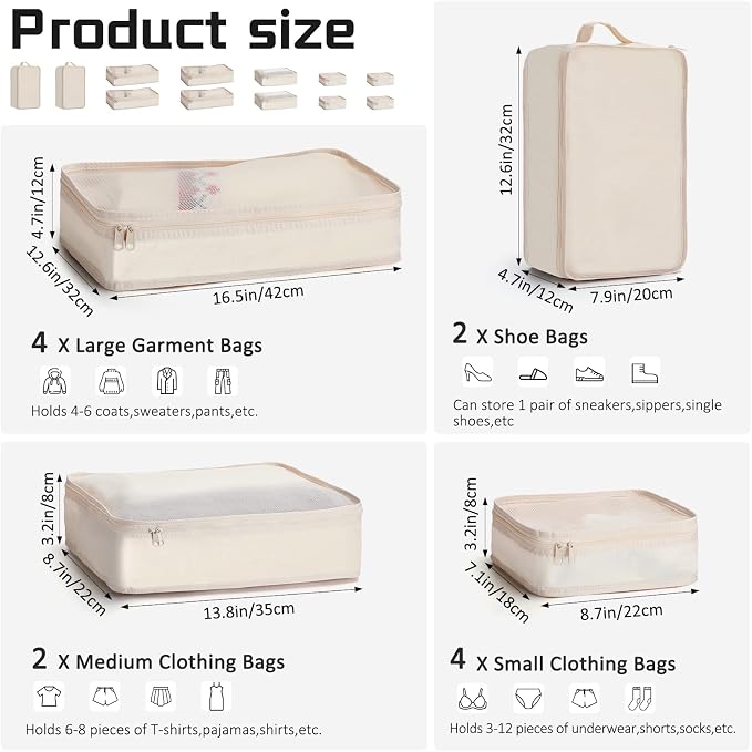 Reginary 6 Set Travel Packing Cubes Luggage Organizer Set Lightweight Suitcase - Image 2