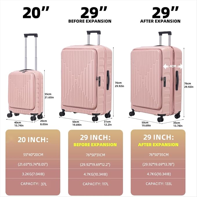 2 Pieces 20/29 Luggage Sets, 20 Inch Cabin Luggage - Image 2