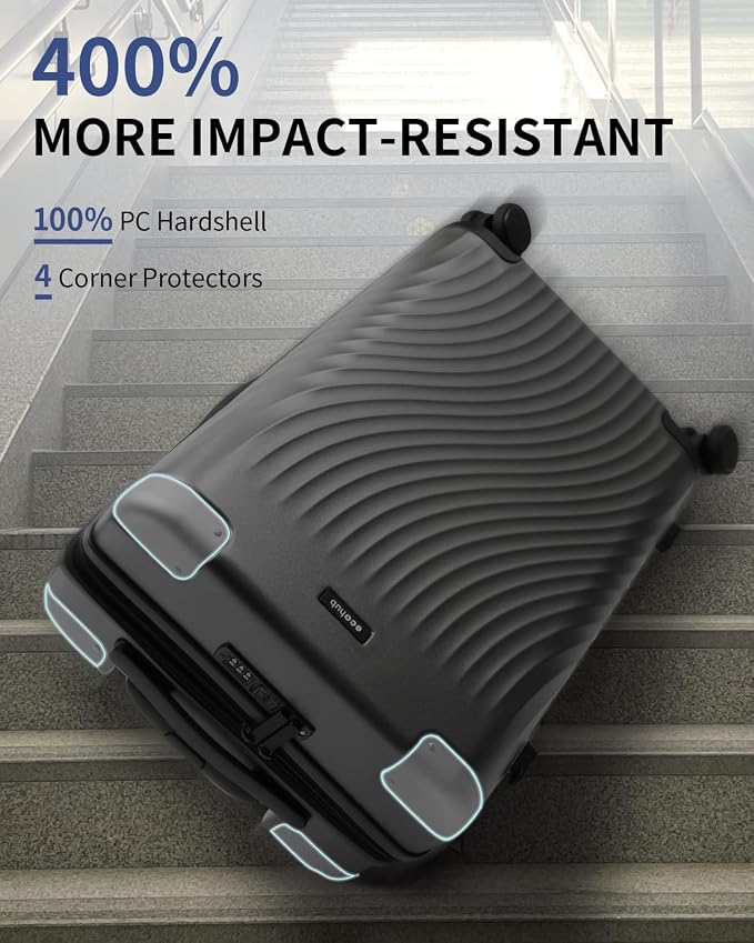 ECOHUB Hardside Expandable Carry On Luggage, Recycled PC 24" Rolling Luggage - Image 2