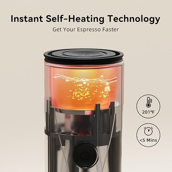 Portable Espresso Maker, Self-Heating Electric Mini Coffee Machine, 20 Bar - Image 2