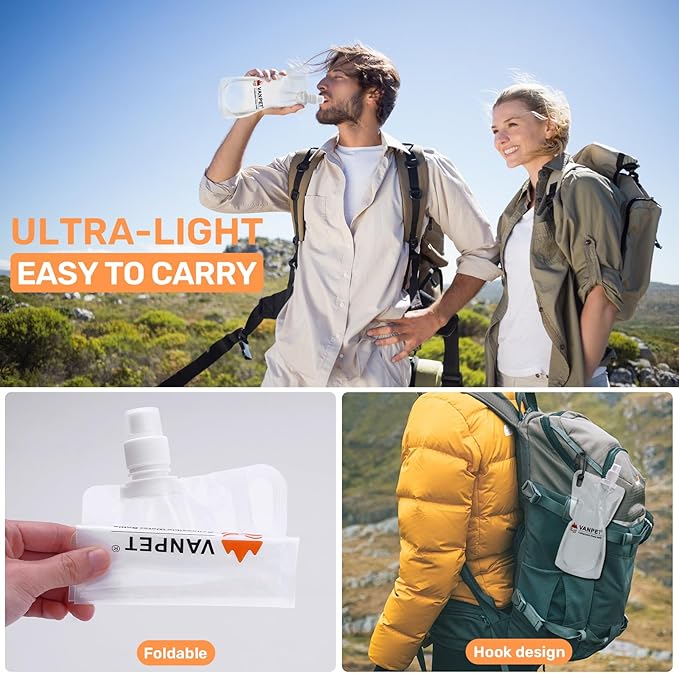 1L Hiking Collapsible Water Bottles, 33OZ BPA-Free Plastic Flasks, Reusable - Image 5