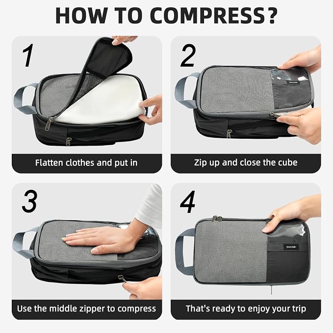 BAGAIL 6 Set/4 Set Lightweight Compression Packing Cubes - Image 5