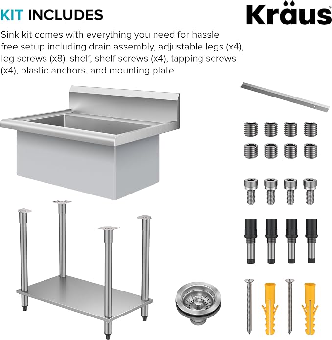 KRAUS Standart Pro 32 Inch 18-Gauge Stainless Steel Scullery Sink, 24 Gallon - Image 8