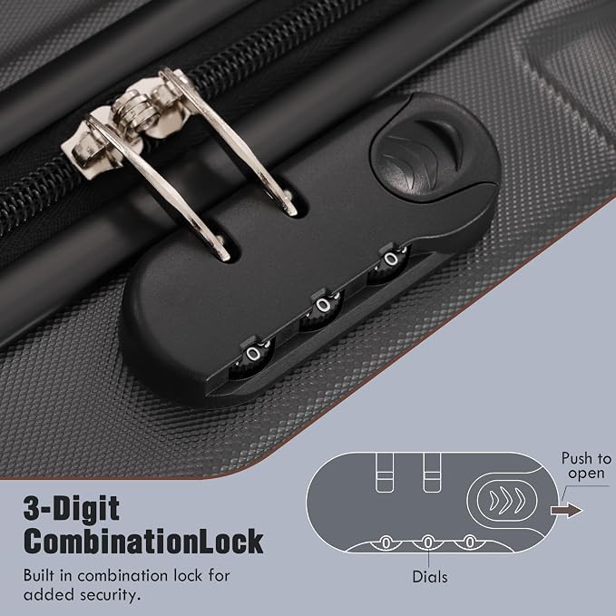 Merax Luggage Sets of 3 Piece Carry on Suitcase Airline Approved, Hardcase - Image 6