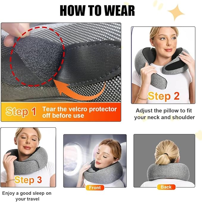 RURING Travel Pillows for Airplanes, Travel Neck Pillow Travel Pillow, Neck - Image 3