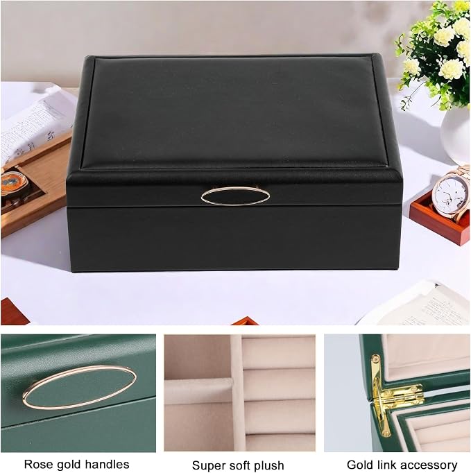 Small Jewelry Organizer for Women, 2-Layer Travel Jewelry Box - Image 3