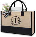 TOPDesign Personalized Initial Jute/Canvas Beach Bag, Monogrammed Gift Tote Bag by TOPDesign