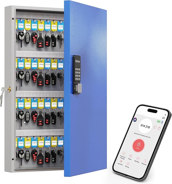 WeHere 96 Key Lock Box Wall Mount, APP Bluetooth/One Time Password/Wi-Fi by WeHereSmartBoxLock