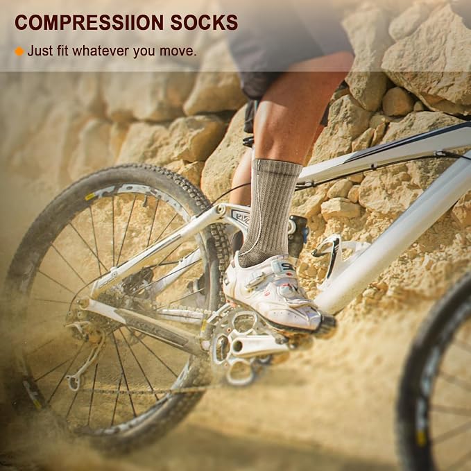 BULLIANT Compression Socks for Men 6Pairs, Athletic Crew Socks Cushioned For - Image 6
