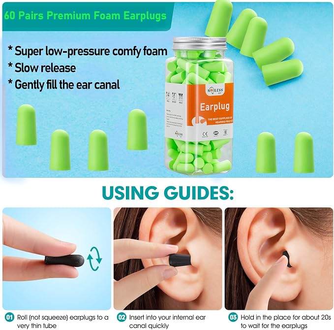 60 Pairs Bottled Earplugs for Noise Cancelling Foam EarPlugs for Sleeping Work - Image 5