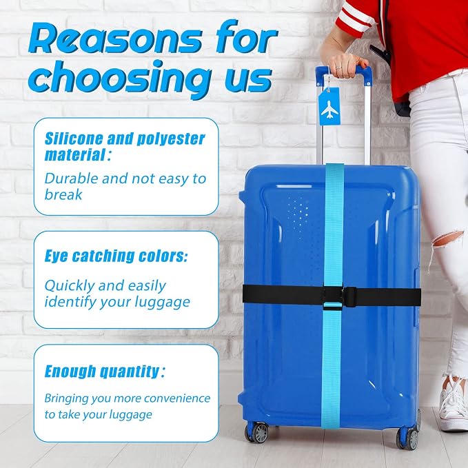 Weewooday 8 Pcs Luggage Straps Suitcase Tags Set - Image 4