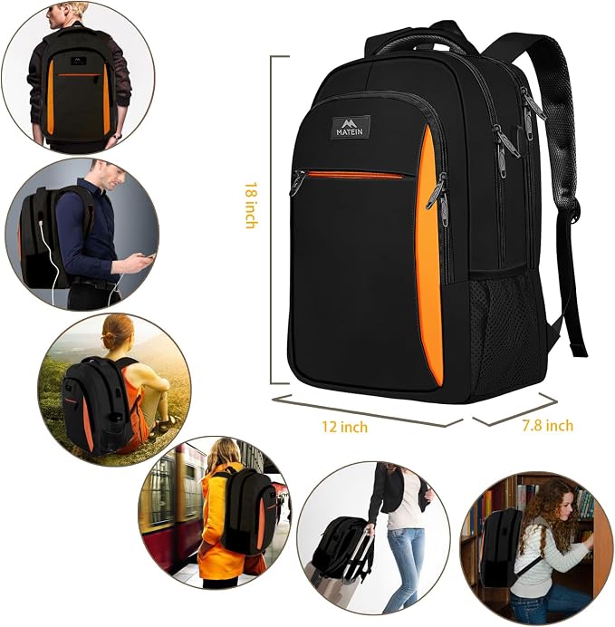 MATEIN Travel Laptop Backpack, Slim Sturdy College Laptops Backpack - Image 3