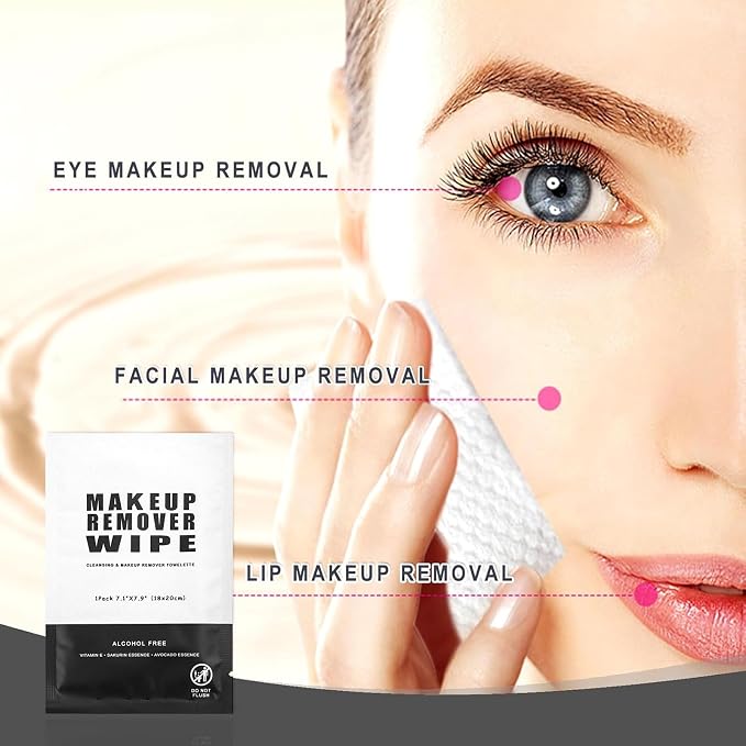 100 Makeup Remover Wipes Bulk Individually Wrapped Makeup Wipes Single Makeup - Image 2
