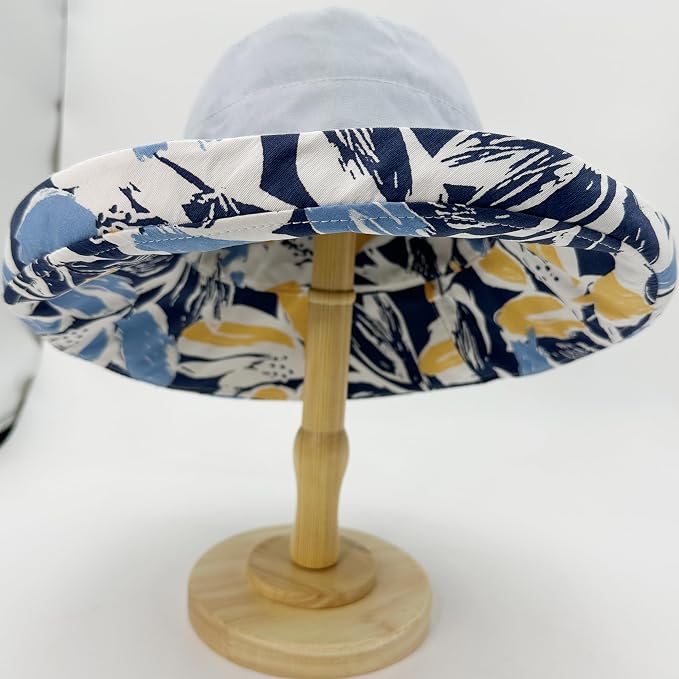 vidsel Womens Sun Hats Wide Brim Reversible Bucket Cotton Hat Packable Summer - Image 7