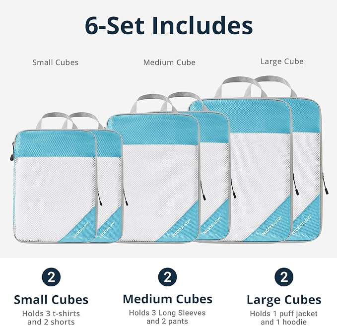 Compression Packing Cubes 6 Set, Compressible Space-Saving Packing Cubes - Image 4