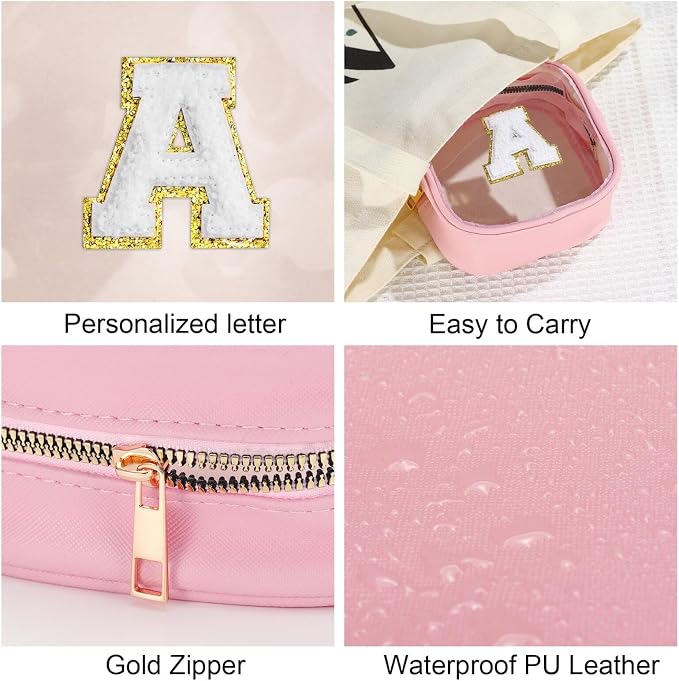 YOOLIFE Mini Initial Makeup Bag | Clear Makeup Bag | Preppy Cosmetic Bags - Image 4
