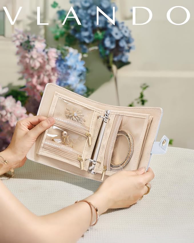 Vlando Travel Jewelry Case, Portable Jewelry Organizer Box - Image 6
