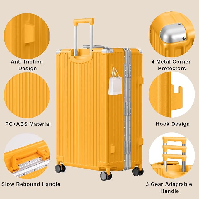 AnyZip Luggage Sets 2 Piece Aluminum Frame Carry On and Checked Suitcase PC ABS - Image 4