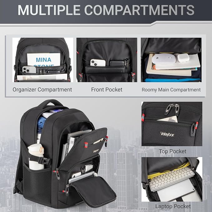 48L Expandable Laptop Backpack, Anti-thief Travel Backpack - Image 2