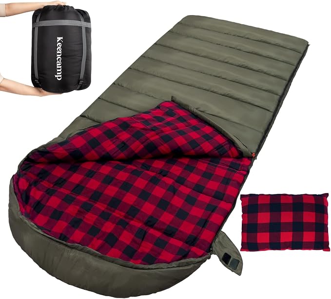 0 Degree Sleeping Bag Cotton Flannel Winter Cold Weather by Keencamp