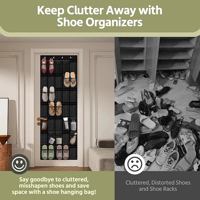 35 Pocket Over the Door Shoe Organizer, Reusable Breathable Large Mesh Bag - Image 7