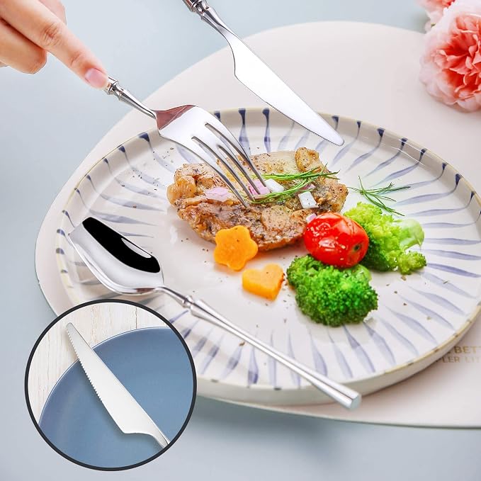 20-Piece Silverware Set for 4, Modern 18/10 Stainless Steel Flatware Set - Image 6