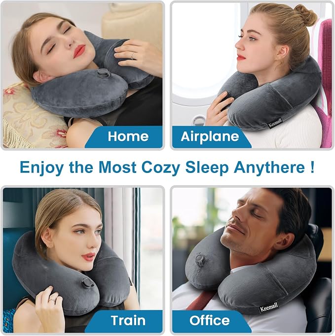Inflatable Travel Pillows for Airplanes, Easy Blow Up Inflatable Travel Neck - Image 6