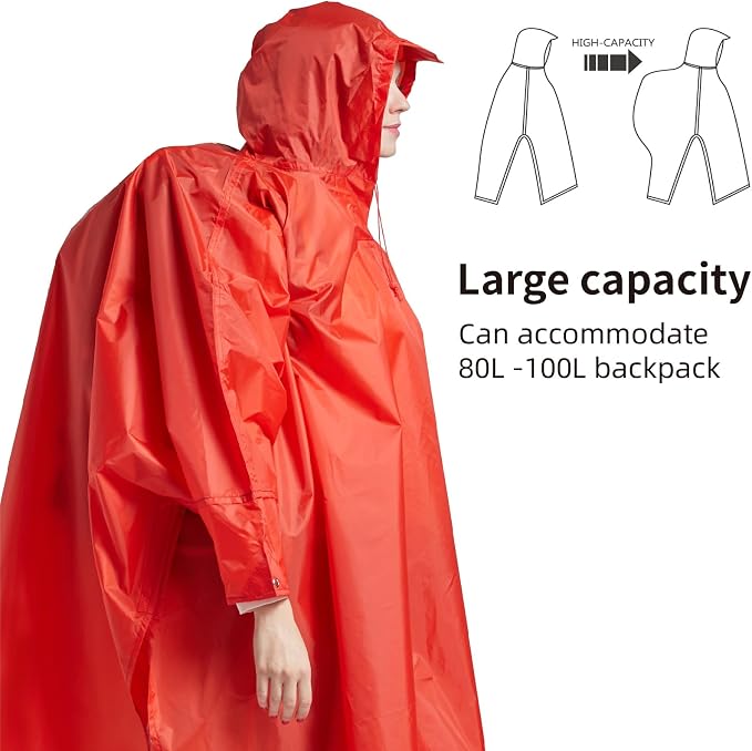 longsinger Hooded Rain Poncho for Adult - Image 2