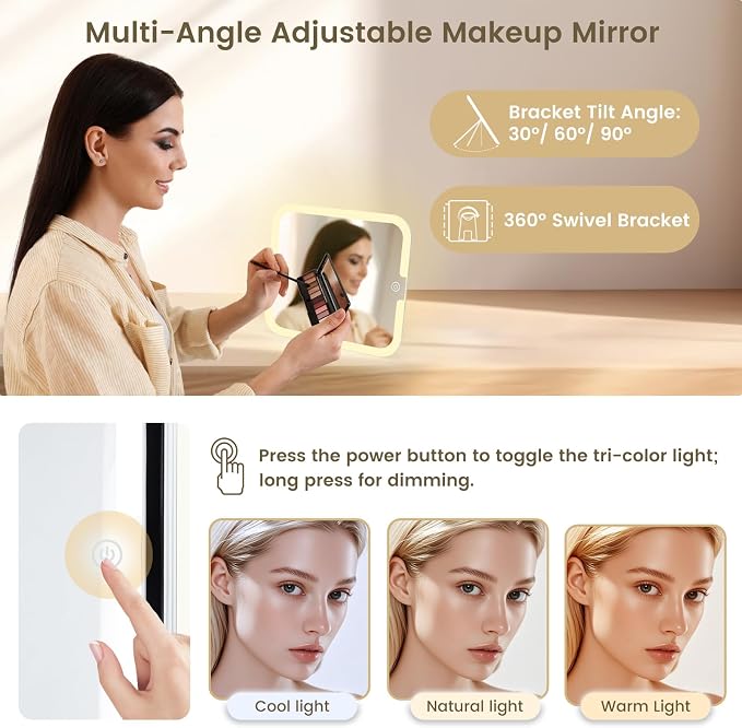 Makeup Case with Magnetic LED Mirror Travel Cosmetic Organizer Portable Makeup - Image 8