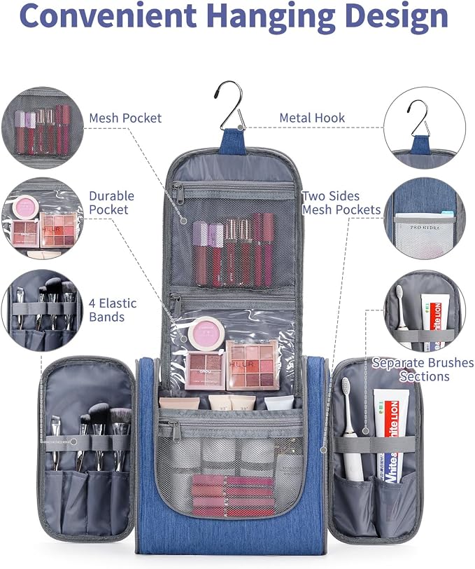 Narwey Hanging Toiletry Bag for Women Travel Makeup Bag Organizer Toiletries - Image 2