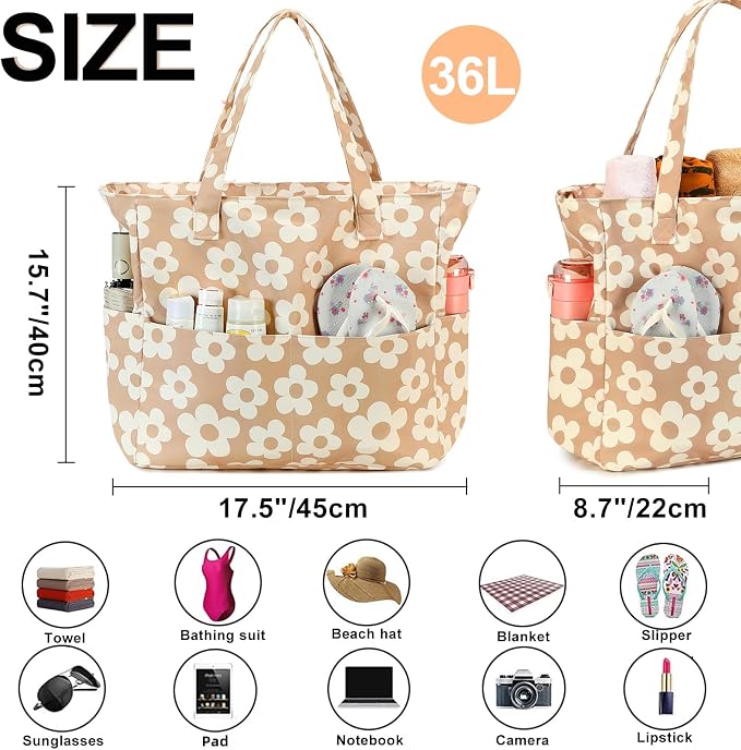 Beach Pool Bags Tote for Women Ladies Large Gym Tote Carry On Bag - Image 4